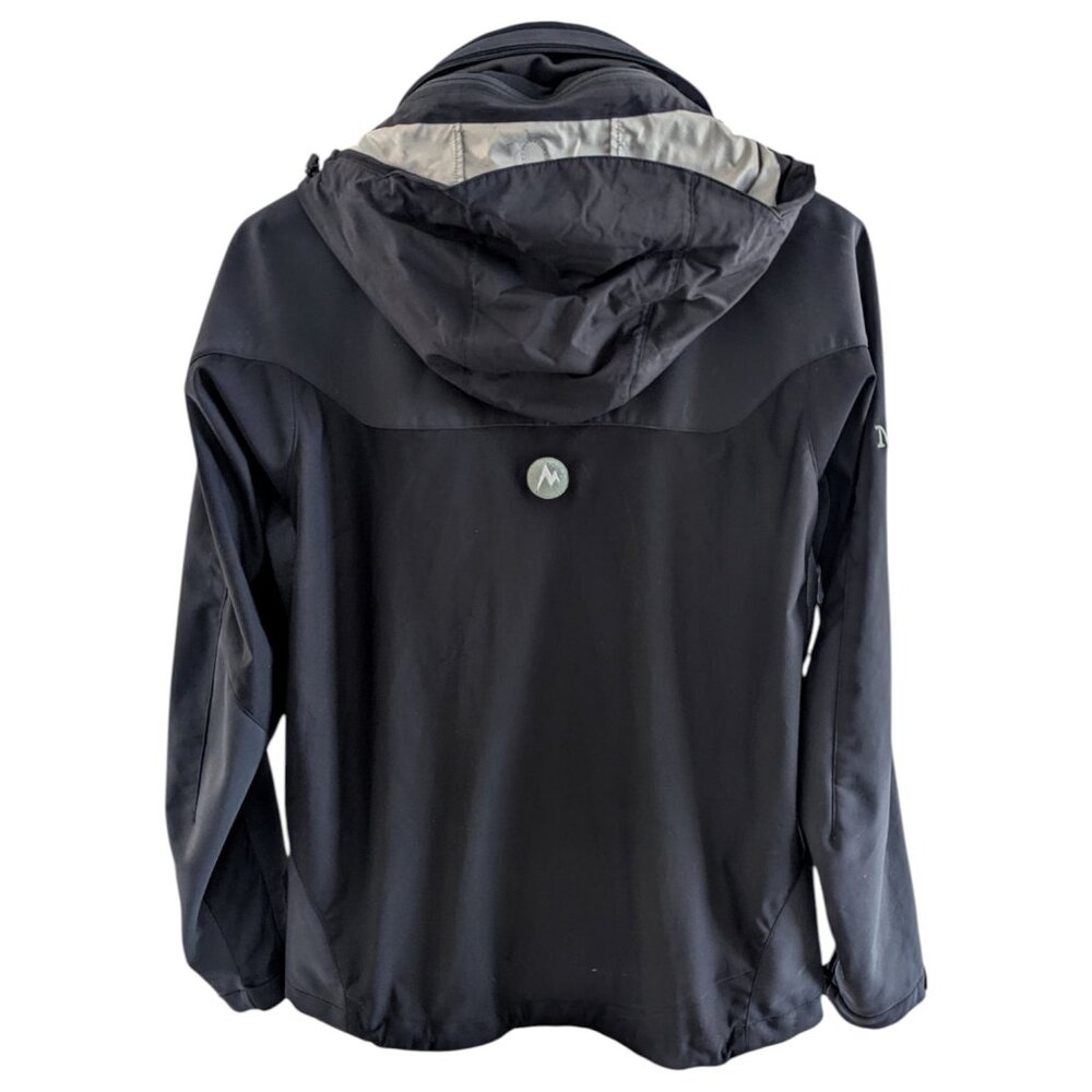 Marmot M Windstopper Fleece Lined Zip Up Hoodie Jacket Black Gray - Picture 4 of 7